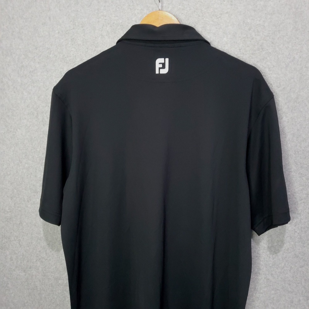 FootJoy FJ Golf Polo Shirt Size Large L Black Performance Stretch W/ Chest Logo - Picture 9 of 12